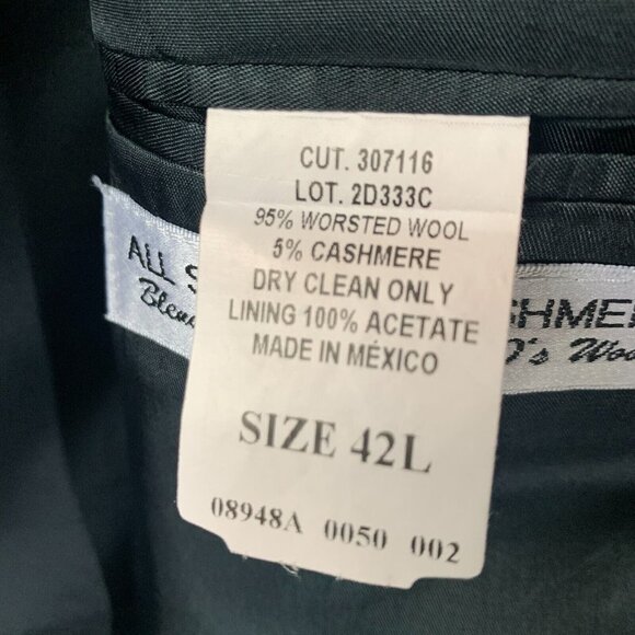 Andrew Fezza Men's Brown Solid Wool Cashmere Blazer Sport Coat 42L *Super‎ 100* - Picture 7 of 9